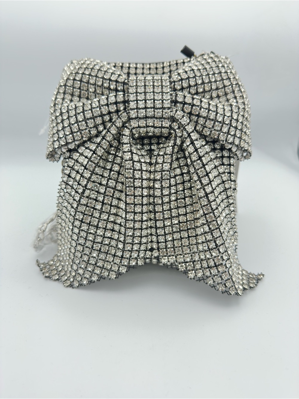Silver Crystal Bow Mini Bag - Sparkling Evening Clutch